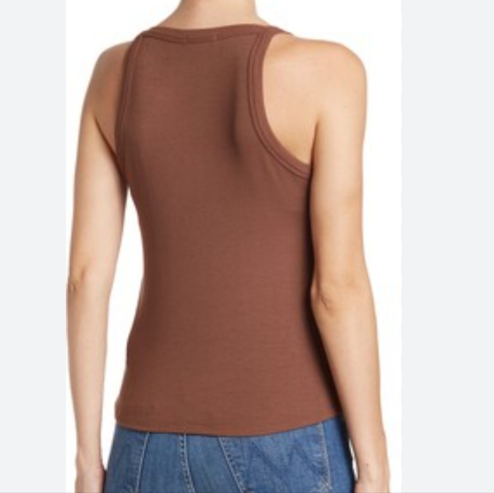 Sweet Romeo Ribbed Knit Racerback Tank Top Brown Sleeveless NEW - Picture 2 of 4